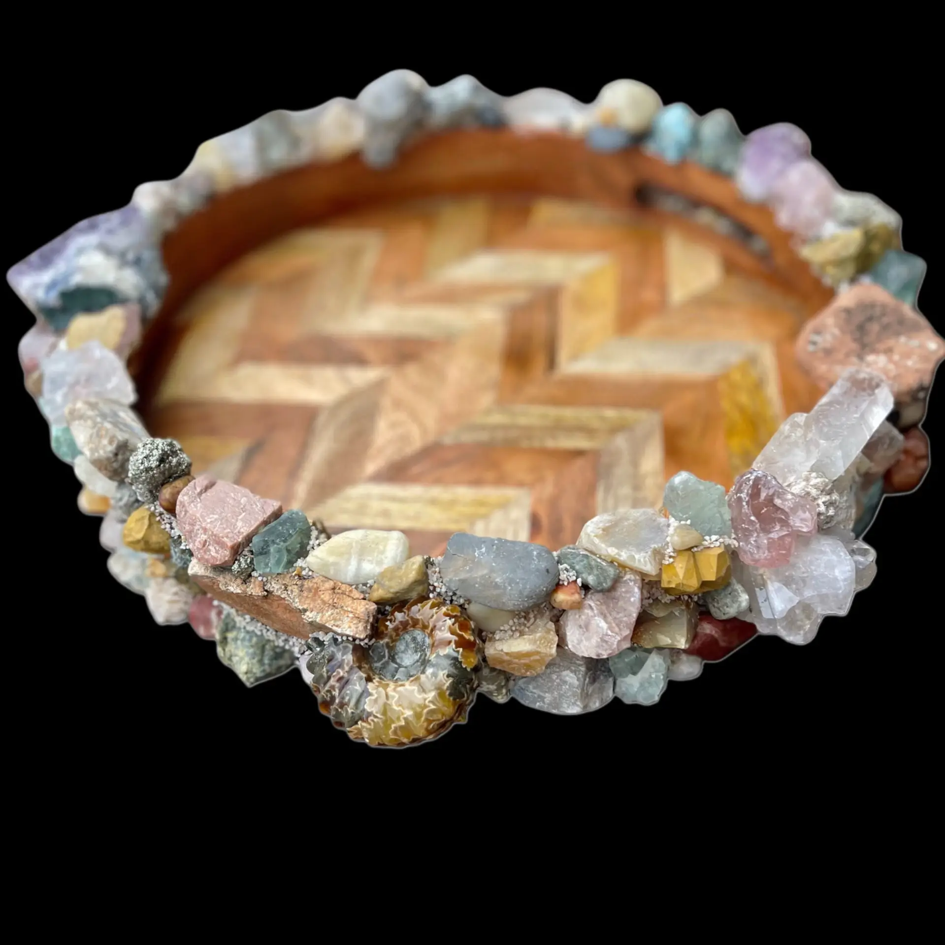 Round Gemstone Vessel — Herringbone Edition