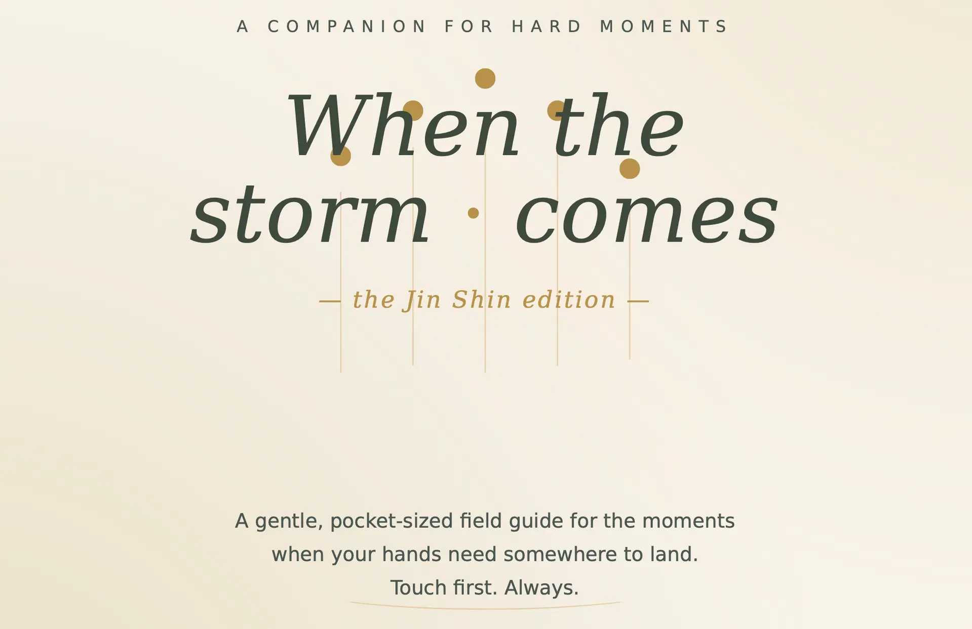 When the storm comes Jin Shin edition
