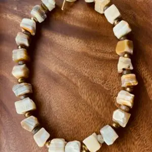 Breathe & Adorn Riverbed Botswana Agate Choker - rough Botswana agate with brass spacers and gold vermeil clasp, handmade by My36Breaths