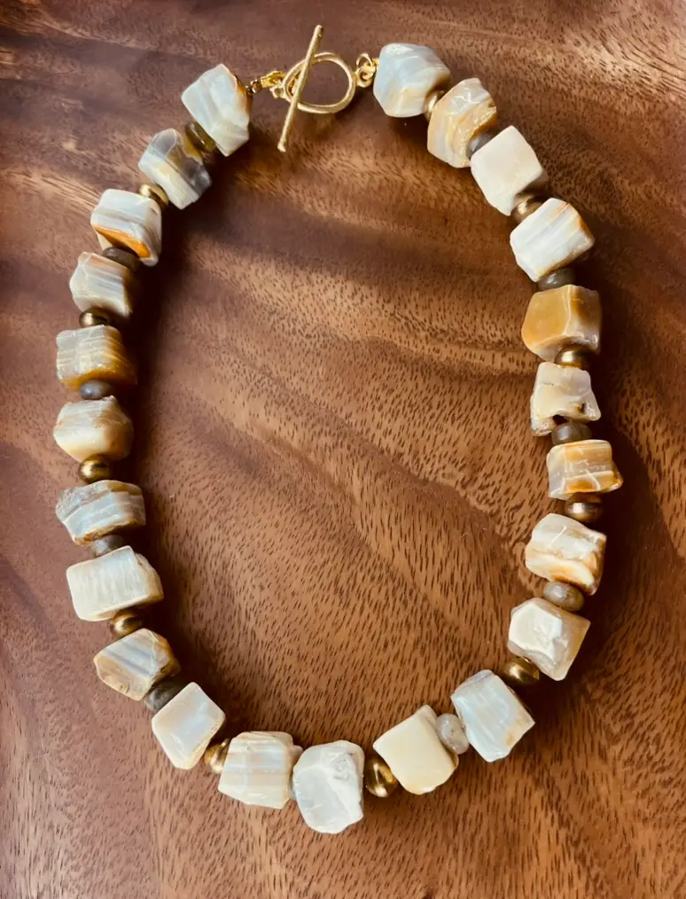 Riverbed Botswana Agate Choker Riverbed Botswana Agate Choker - rough Botswana agate with brass spacers and gold vermeil clasp, handmade by My36Breaths