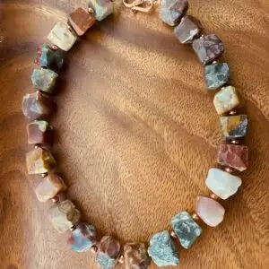 Breathe & Adorn Canyon Jasper Choker - rough multi-colored jasper with copper spacers and copper clasp, handmade by My36Breaths