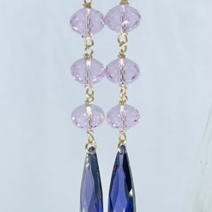 Breathe & Adorn Cascade Drop Earrings Lavender Dusk - lilac Austrian crystals and long purple cubic zirconia drop on 14kt gold-filled hooks, by My36Breaths