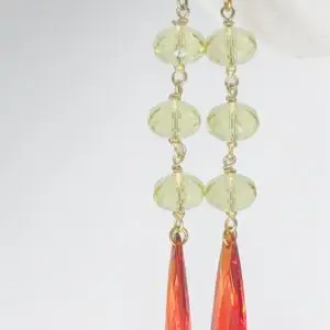 Breathe & Adorn Cascade Drop Earrings Sunset - yellow Austrian crystals and long orange cubic zirconia drop on 14kt gold-filled hooks, by My36Breaths